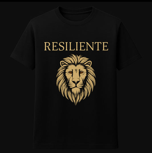 Camiseta RESILIENTE Negra – León Dorado